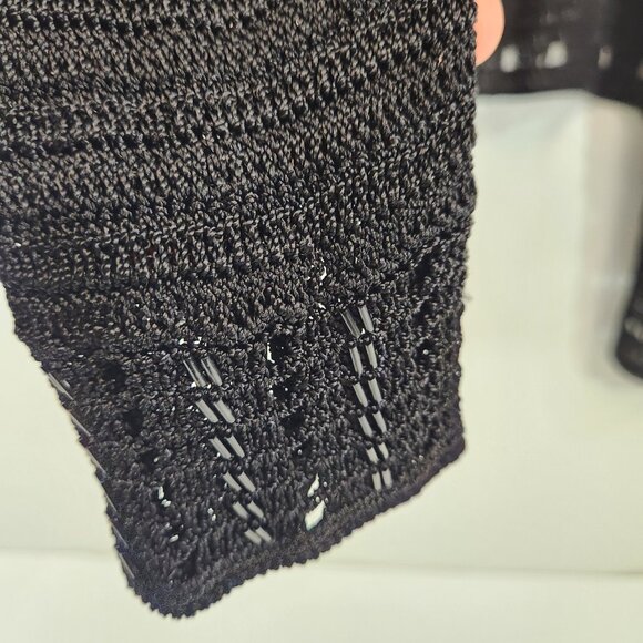 Kroshetta Crocheted Beaded Black Cardigan Y2K Size Medium - Picture 3 of 12